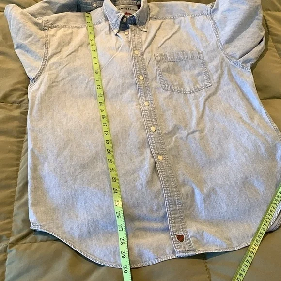Nordstrom Mens Denim Button Down. Xtra buttons. Size 15R. 100% Cotton.‌‌ - Picture 9 of 11
